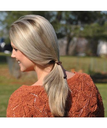 Pulleez Sliding Ponytail Holder Set of 2 - Acrylic Charms - Black/Brown Elastic Hair Ties - Buy Online on GoSupps.com