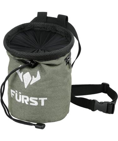 FURST Denim Chalk Bag with Zippered Pocket and Brush Loop - Light Green | Ideal for Rock Climbing, Bouldering, Gym, Crossfit, Lifting - Buy Online on GoSupps.com