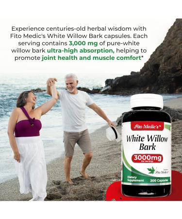 FITO MEDIC S Lab White Willow Bark Capsules - 3000 mg 200 Count - Ultra High Absorption for Optimal Health - Buy Online on GoSupps.com