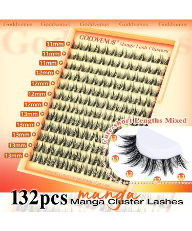 Buy Goddvenus Manga Lash Clusters - D Curl 11-13mm Wispy Natural Eyelash Extensions (132pcs) | Reusable Cotton Band Perfect for DIY Anime Lash Extensions - Buy Online on GoSupps.com