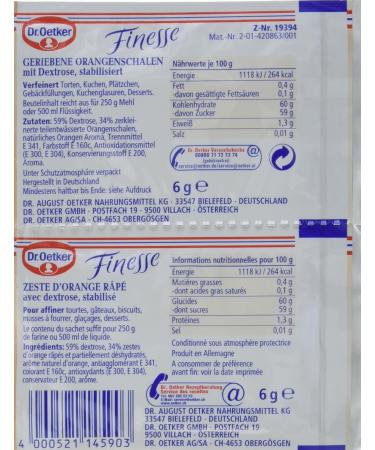 Dr.Oetker Finesse Grated Orange Peel - 3 Pack (18g) | Enhance Desserts & Cakes | Vegan Fruit Flavor - Buy Online on GoSupps.com