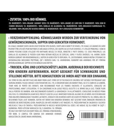 Organic whole caraway caraway seeds in raw food quality from controlled organic cultivation caraway seeds gluten-free lactose-free laboratory-tested vegan (250 GR (8.8oz)) - Buy Online on GoSupps.com