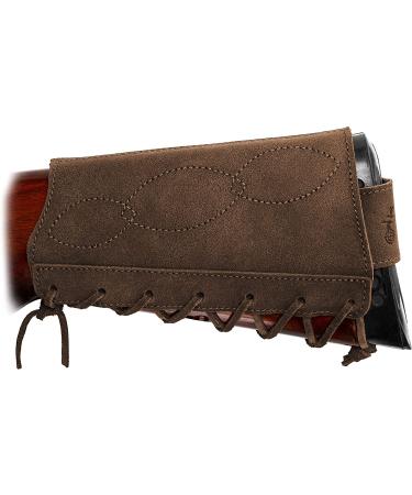 BRONZEDOG Adjustable Leather Buttstock Cartridge Holder for Rifles - 12/16 Gauge, .30-30, .308 Caliber - Hunting Ammo Pouch Bag - Right Handed Shotgun Shell Holder - Brown - Buy Online on GoSupps.com