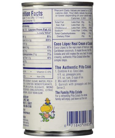 Coco Lopez Real Cream of Coconut 15oz Can - Authentic Coconut Cream (Pack of 6) - Buy Online on GoSupps.com