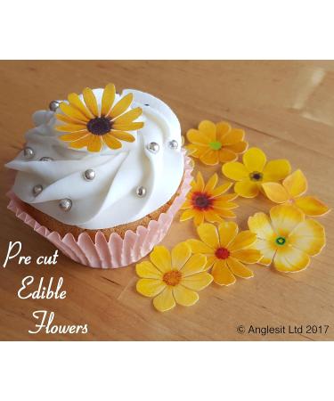 Beautiful Edible Yellow Flower Cake Decorations | Pre-Cut Wafer Paper for Cupcakes Cakes Desserts | Perfect for Birthdays Weddings & Baby Showers - Buy Online on GoSupps.com