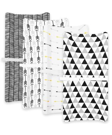 4 Pack Pure Cotton Black and White Baby Changing Pad Covers | Machine Washable | Gender Neutral | Diaper Changing Pad Cover Sheets - Buy Online on GoSupps.com