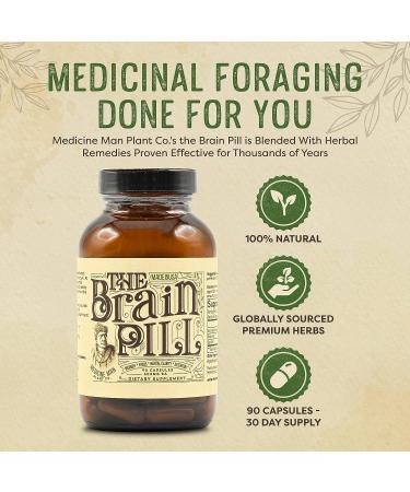 Organic Brain Pill 90 Capsules - Natural Brain Booster with Lions Mane, Ginkgo Biloba, Sage - Enhances Focus, Memory, Clarity - Energy Boosting Supplement - Buy Online on GoSupps.com