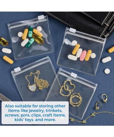 Zippered Pill Pouch Bags - 12 Pcs Clear Mini Bags for Pills Vitamins Supplements - BPA-Free Reusable & Travel-Friendly - Buy Online on GoSupps.com