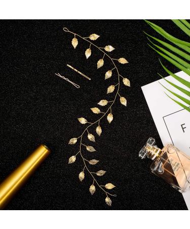 Gold Leaf Wedding Hair Vine Headband Set - Bridal & Bridesmaid Hair Accessories for Baby Shower, Photos, Greek or Roman Costume - 13.5 Inches - Buy Online on GoSupps.com