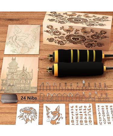 60W Wood Burning Kit with 24 Tips, Dual Pen Pyrography Tool for Teen Artists - Perfect Gift for Creative Teens | Black Grey - Buy Online on GoSupps.com