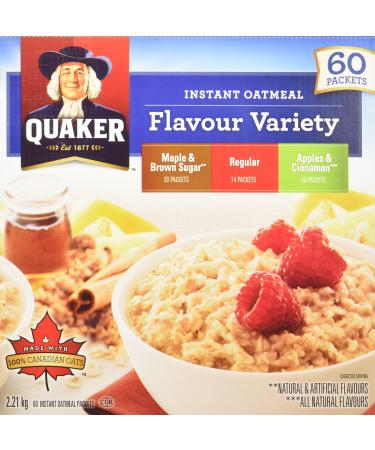 Quaker Instant Oatmeal Flavour Variety 60 Pouches 2.21 Kg 60 Count