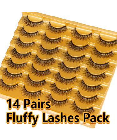 Zegaine 3D Cat Eye False Eyelashes - Natural Look, 12mm Fluffy Wispy Faux Mink - 14 Pairs Pack - Buy Online on GoSupps.com