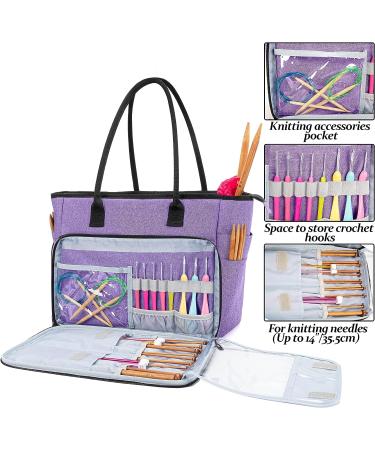 CURMIO Yarn Storage Bag for Knitting & Crochet Projects - Fits Needles up to 14in, Yarn Skeins, Hooks - Purple (Bag Only) - Buy Online on GoSupps.com