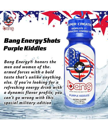 Bang Energy Military Shots Purple Kiddles(TM) 3 Fl Oz - Pack of 12 | Carbonated Energy Shot with Super Creatine - Buy Online on GoSupps.com