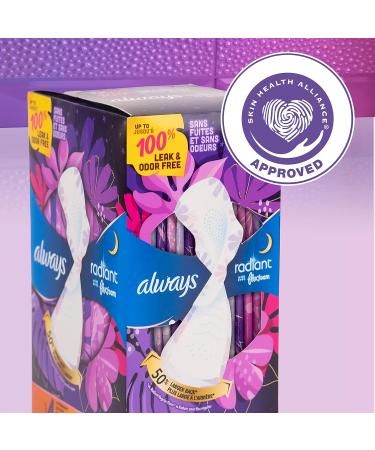 Always Radiant Overnight Feminine Pads for Women Size 4 for Nighttime with Wings Scented 36 CT Size 4 36 Count - Buy Online on GoSupps.com