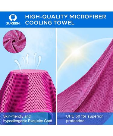 Sukeen 4 Pack Cooling Towel (40 x 12) - Soft Breathable Ice Towel for Yoga, Running, Gym - Microfiber Towel for Fitness & Camping - Pink - Buy Online on GoSupps.com