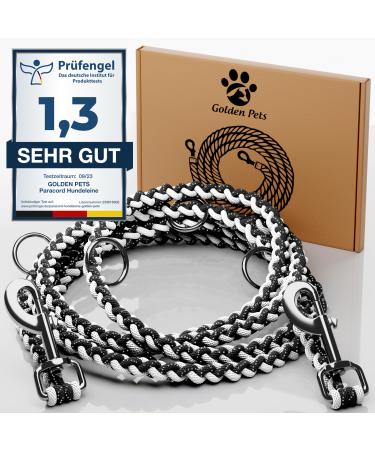 Test grade: very good - dog leash reflecting i 2m adjustable weatherproof & tearproof up to 250 kg i paracord Kleine reconciliation i small - large dogs white - black 2 m dogs up to 15 kg