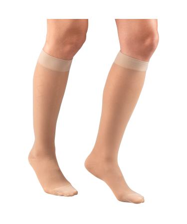 Truform Sheer Compression Stockings, 15-20 mmHg, Women's Knee High Length, Diamond Pattern, Nude,Medium (1 Pair) Nude Diamond Pattern Medium (1 Pair) Diamond Pattern