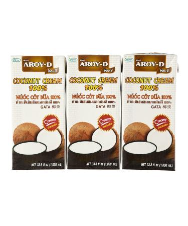 Aroy-D 100% Pure Coconut Cream, 33.8 Oz (3-pack)
