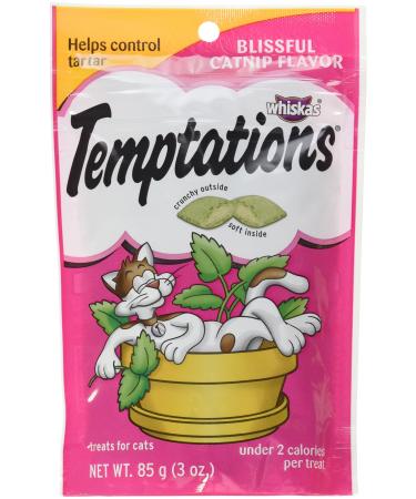 TEMPTATIONS Classic Treats for Cats Blissful Catnip Flavor 3 Ounces(Pack of 3)