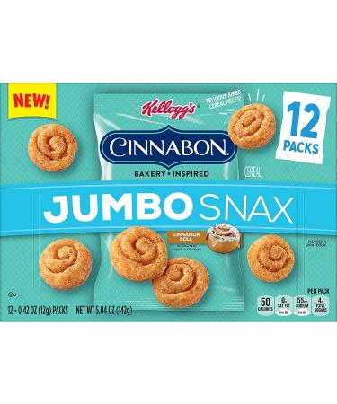 Kellogg's Cinnabon Jumbo Snax Cinnamon Roll Cereal Snacks 20.2oz Case (4 Count) - Buy Online on GoSupps.com