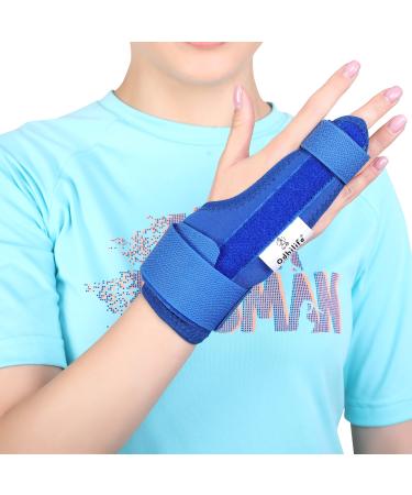 Wrist Binder Finger Splint & Wrist Stabilizer Splint for Thumb Trigger Finger Pain Relief Arthritis Tendonitis Sprained and Carpal Tunnel Supporting Lightweight Blue Color