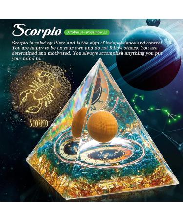 HuiJuKeJi Scorpio Constellation Orgonite Pyramid with Tiger Eye Stone Birthstone - Energy Healing Crystal for Astrology, Reiki, Chakra Meditation - 6cm - Buy Online on GoSupps.com