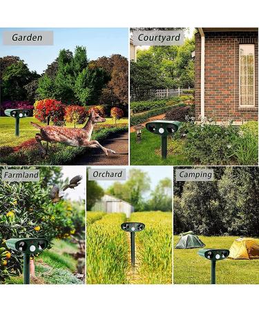 2023 Solar Ultrasonic Animal Repellent with Motion Detector - Waterproof Defender for Rat, Squirrel, Deer, Raccoon, Skunk, Rabbit, Mole, Dog, Cat - Green - Buy Online on GoSupps.com