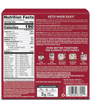 SlimFast Low Carb Meal Replacement Whey Protein Bar 5 Count Box - Whipped Peanut Butter Chocolate - Keto Friendly Snacks for Weight Loss - 28 Bars Total - Buy Online on GoSupps.com