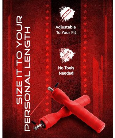 WOD Nation Attack Speed Jump Rope - Adjustable Fitness Jumping Rope for Men and Women - Crossfit Workout Rope in Red - Buy Online on GoSupps.com