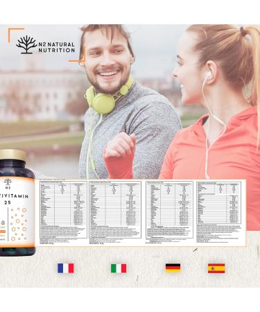 Multivitamins and minerals 200% of the daily dose vitamin complex magnesium vitamin C vitamin D Zinc B1 B6 B12 vitamins for fatigue 90 capsules. N2 Natural Nutrition EU - Buy Online on GoSupps.com