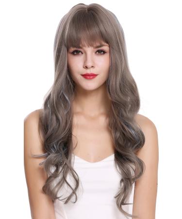 WIG ME UP - H1734 Wig ladies women long wavy bangs balayage mix grey brown blue