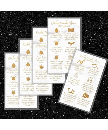Ombre Powder Brow Aftercare Instructions Cards | 50 Pack | Double Sided 2x3.5 Business Card | Marble & Gold Design - Buy Online on GoSupps.com