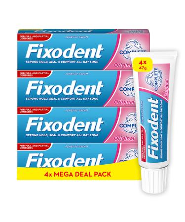 Fixodent Complete Denture Adhesive 47g Original x4