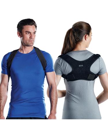 Gaiam Restore Posture Corrector for Women & Men - Back Straightener Adjustable Straps Compact Brace Support for Clavicle  Neck  Shoulder  Invisible Pain Relief Neoprene
