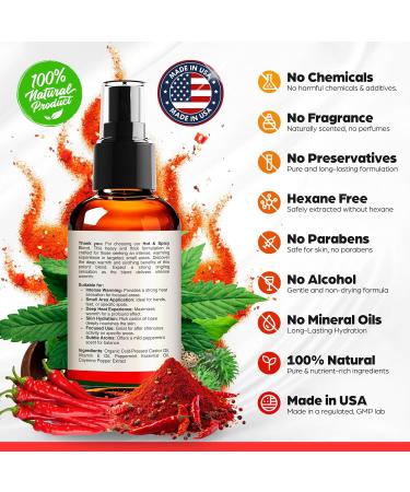 Organic Castor + Cayenne Skin & Joint Relief Oil - Hot& Spicy - Intense Hydration for Small Areas Hands Feet and Targeted Spots 2oz Castor Cayenne Hot - Buy Online on GoSupps.com