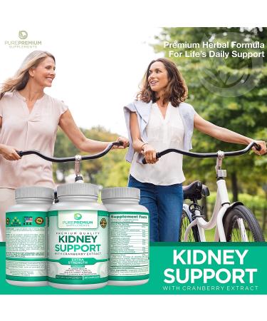 PurePremium Kidney Support Supplement - Promotes Urinary Tract Health with Cranberry, Astragalus & Uva Ursi - 60 Capsules - Buy Online on GoSupps.com