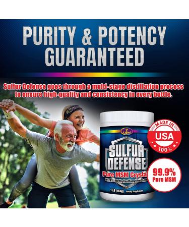 Sulfur Defense Opti-MSM 99.9% Pure MSM Powder - Organic Methylsulfonylmethane Crystals - Vegan, Non-GMO, Gluten-Free - 1lb - Immune Booster, Joint Pain Relief, Skin, Hair, Nails - Made in USA - Buy Online on GoSupps.com