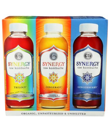 GTs Living Foods Organic Synergy Kombucha Variety 6 Pack, 16 FZ