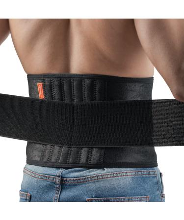 Lumbar Strap with Flexible Steel Rods - Lower Back Pain Relief Products Back Posture Corrector for Women and Men Sciatica and Scoliosis - Lower Back Support - Black One Size Black One Size