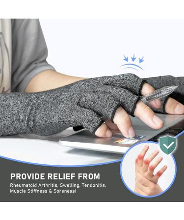 LXMY 2 Pairs Arthritis Gloves Compression Gloves Providing Warmth and Compression to Promote Healing Fingerless Design Relieve Pain from Rheumatoid Arthritis and Carpal Tunnel(L) L (Pack of 2) No Anti-Slip Glue Dots (1 Pair) - Buy Online on GoSupps.com