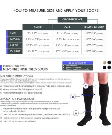 Compression Socks 20-30 mmHg for Men | Knee High Dress Socks - Black X-Large (6 Pairs) | Best for Travel & Everyday Comfort - Buy Online on GoSupps.com