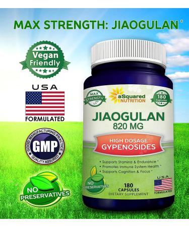 Jiaogulan Supplement - 180 Capsules with Black Pepper Extract | AMPK Activator & Adaptogen Pills | Max Strength 820mg Southern Ginseng Root Powder - Buy Online on GoSupps.com