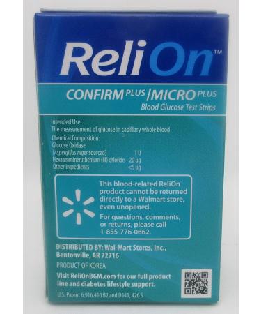 ReliOn Confirm Plus/Micro Plus Blood Glucose Test Strips - 100 ct (2 x 50 ct Boxes) - Buy Online on GoSupps.com
