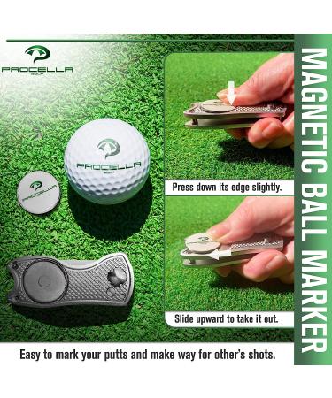 Procella Golf Divot Repair Tool with Ball Marker | Metal Switchblade Style | Multi-Tool for Men and Women - Silver - Buy Online on GoSupps.com