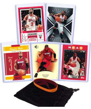 Dwyane Wade Basketball Cards Assorted (5) Bundle - Miami Heat Chicago Bulls Trading Card Gift Pack