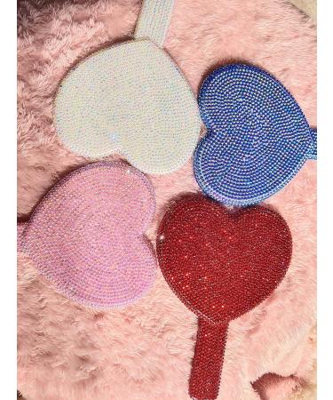 Sparkling Heart-Shaped Handheld Mirror Diamond Painting - Bling Rhinestone Portable Mirror in Blue | Great Gift for Girlfriends, Wife, Mom - Buy Online on GoSupps.com