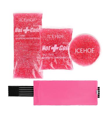IceHOF cooling pads (3x) with fleece shell - including Velcro tape - cuddly soft long cooling duration cooling pack gel glitter pink pink cooling gel cooling compress cooling compresses cooling bags ice pages cold compress