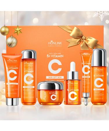 Glown 6-Piece Hydrating Skincare Set with Vitamin C & Niacinamide Complete Face & Body Care Kit with Cleanser Toner Serum Moisturizer Eye Cream & Body Lotion | Valentine s Day Skincare Gift for Women 1 Set