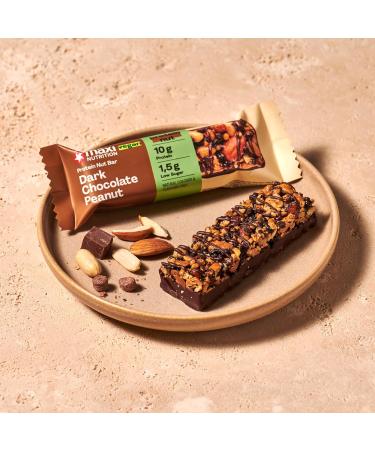 Maxinutrition Dark Chocolate Peanut Nussriege - Vegan Protein Bars (12x46g) | 22% Plant-Based Protein No Added Sugar Artisan Quality - Buy Online on GoSupps.com